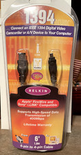 NEW Belkin 6 ft. IEEE 1394 FireWire to Sony i-Link Compatible Cable 6-pin/4-pin