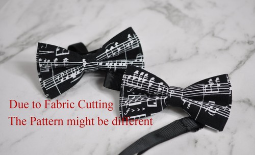 Father Son Match Cotton Black White Sheet Music Notes Pattern Bow Tie Bowtie - Picture 23 of 23