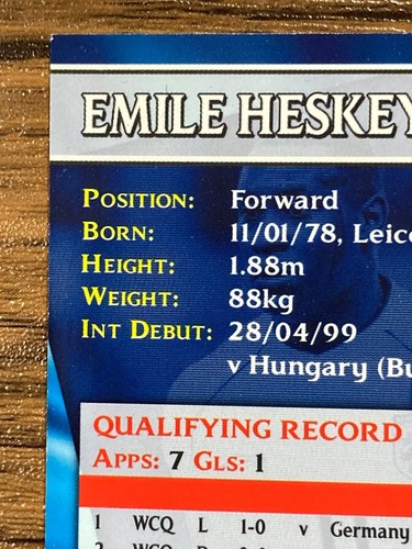 Free Shipping! topps 2001-2002 England E7 Emile Heskey - Picture 7 of 10
