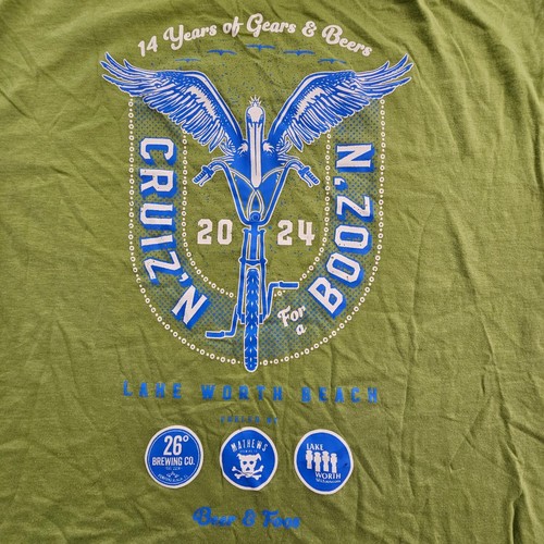 Cruiz'n for a Booz'n Gears & Beers 2024 Lake Worth Green Cotton T-Shirt Mens L - Picture 3 of 10