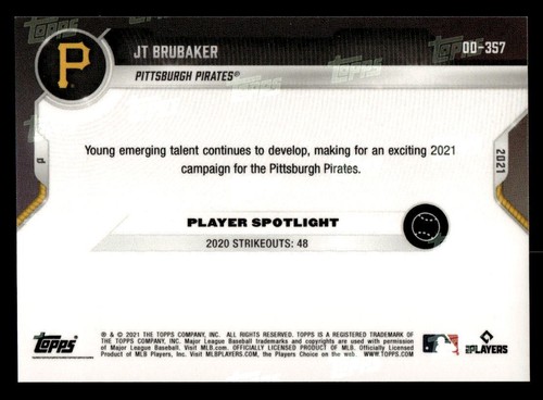 JT Brubaker 2021 Topps Now Road to Opening Day Pirates #OD-357 Orange /5 - Picture 2 of 2
