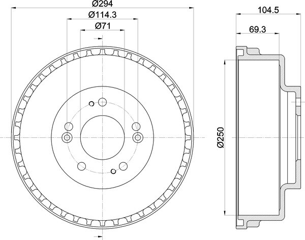 For Kia Sedona 2.5 V6 2.9 TDi CRDi 3.5 Mintex Brake Drum Rear Axle MBD283