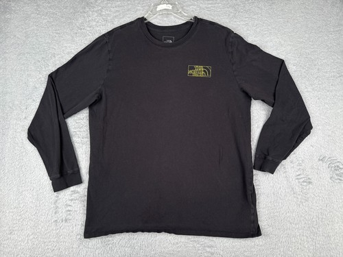 The North Face Shirt Men Extra Large Black Long Sleeve Crew Neck 100% Cotton