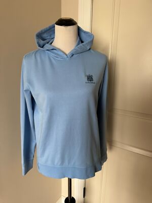 Peter Millar Powder Blue Cotton Blend Pullover Hoodie Ridgewood Crest SZ M NWOT