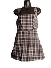 Forever 21 Skort Romper Jumpsuit Size Medium Black Multicolored Plaid Gingham