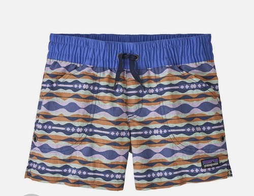 Patagonia Girls' Costa Rica Baggies Shorts Coast Highway/Tipool Blue S 7/8 NWT - Picture 5 of 7