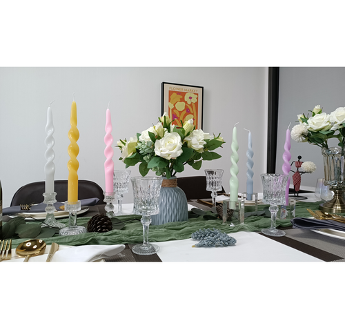 Taper Dinner Candles Sticks Dripless Unscented Spiral Candle Candlesticks Decor - Picture 3 of 38