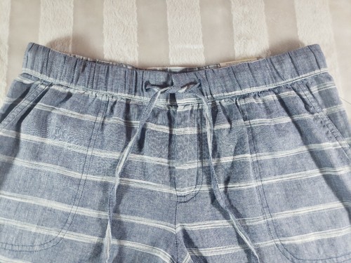 Liz Claiborne Shorts Womens Blue White Striped Linen Blend Tie Front M New Nwt - Picture 3 of 15