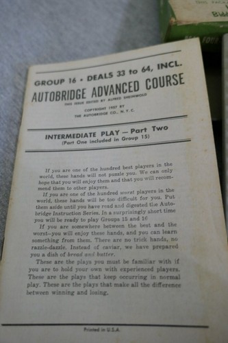 1957 AutoBridge Play Yourself Four-Handed Bridge Game Advanced Board Course Set - Picture 6 of 12