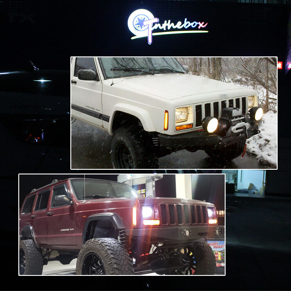 Clear Lens Amber LED Front Side Marker Light For 1997-01 Jeep Cherokee CH2550118 - Picture 8 of 11