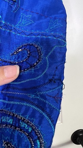 Chico’s 2/L Womens Blue Beaded Embroidered Vibrant Elegant Art To Wear Jacket - Picture 19 of 21