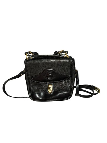 Vintage Dooney & Bourke All Weather Leder Crossbody Schultertasche Schwarz