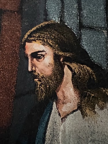 Vintage Velvet Jesus at Door Christian Art Artist Signed Wood Framed Mexico - Picture 2 of 13