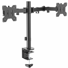 Dual Monitor Desk Mount, Adjustable Steel Stand for 2 Screens up to 24" 22lbs