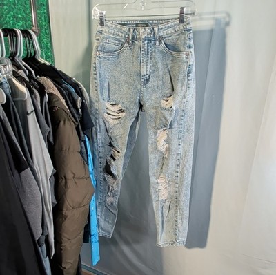 Wild Fable High Rise Distressed Acid Wash Mom Denim Jeans Light Blue Women's