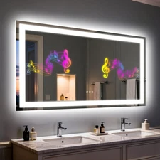 LUVODI LED Lighted Bathroom Mirror Vanity Touch Sensor Bluetooth Anti-fog IP65