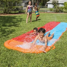H2OGO 18ft Double Water Slip N and Slide Kids Pool Toys Outdoor Summer NEW