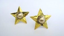 Small distressed vintage look gold star hair clip barrette set of two 