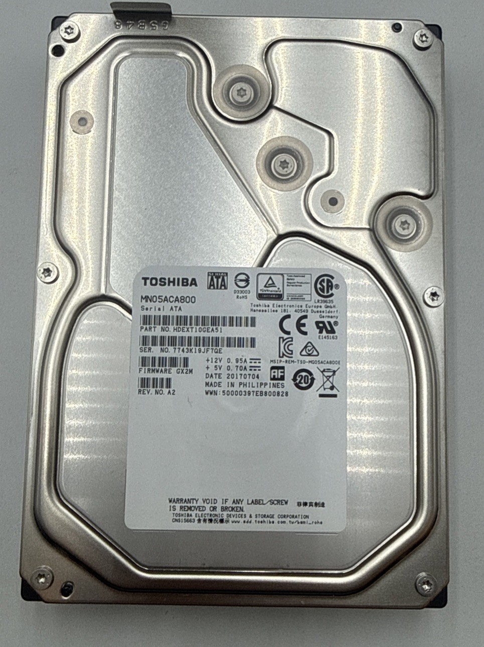 Toshiba 8TB 3.5" SATA 6Gb/s 7.2k RPM 128MB Internal NAS Hard Drive - MN05ACA800