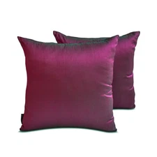 Fuchsia & Green Silk Throw Pillow Covers, Pack of 2-Fuchsia Green Luxury