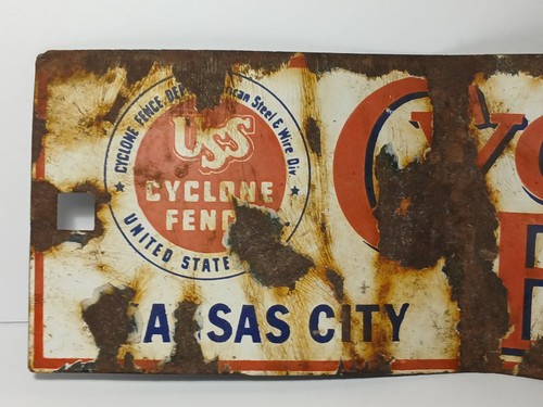 50er Jahre Schild Vintage Original Porzellanschild Kansas City Cyclone Fence USS Steel - Bild 9 von 20