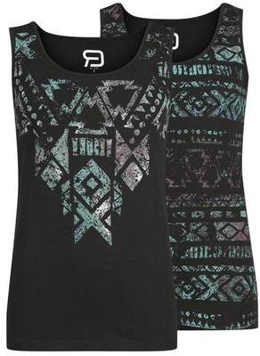 RED by EMP Damen schwarzes Top mit grafischen Motiven im Doppelpack