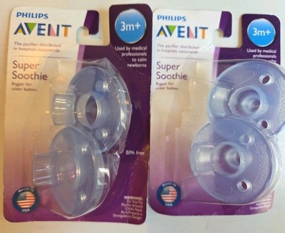(2) 2-Pack Philips Avent Super Soothie 3m+ BPA Free FREE SHIPPING