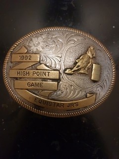 VINTAGE Montana Silversmiths 1992 HIGH POINT GAME EQUISTAR JR Belt Buckle