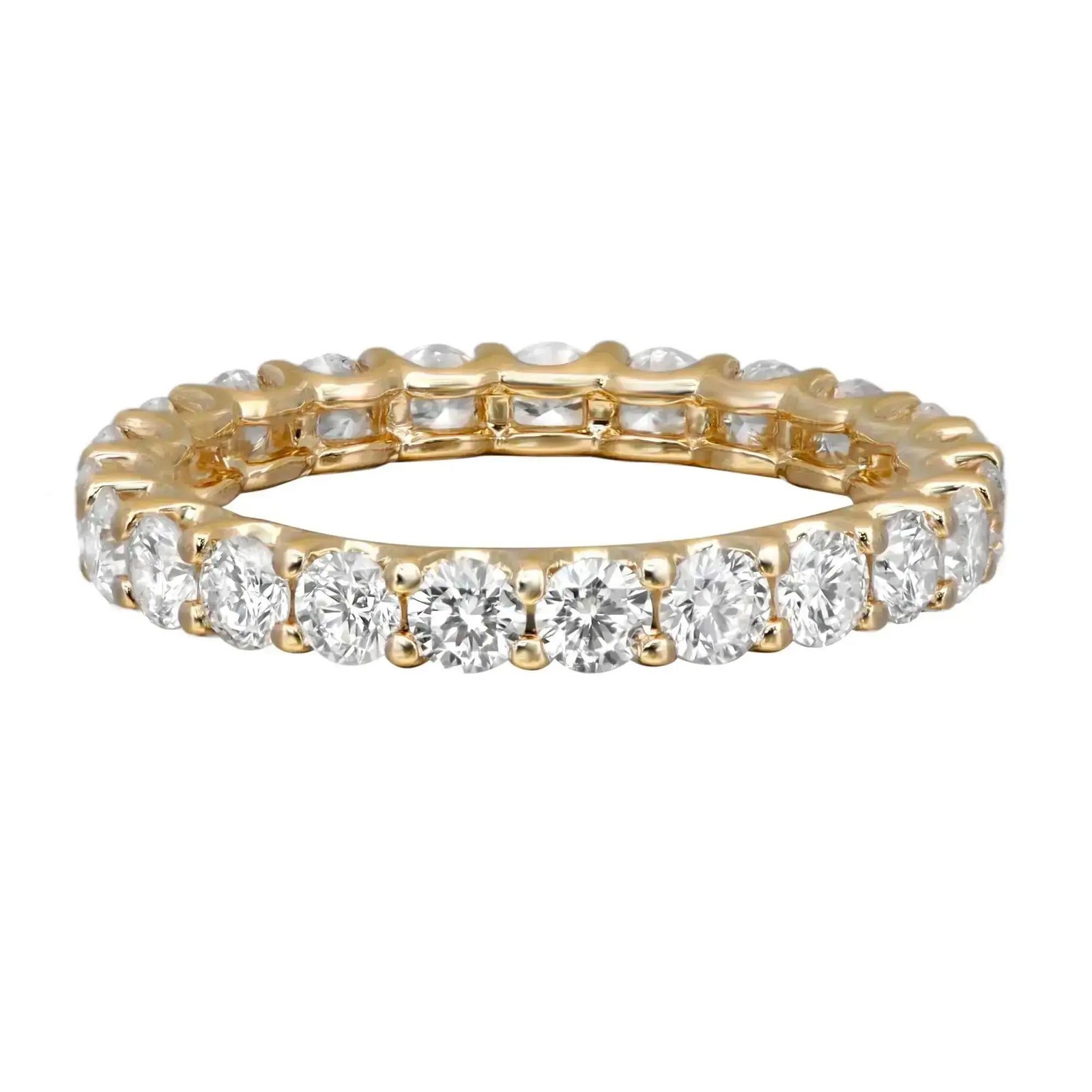 Prong Set Round Cut Lab Grown Diamond Eternity Band Ring 14K Yellow Gold 1.38Ctw