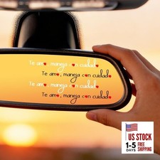 4Pcs Te amo, maneja con ciudado Spanish I Love You Drive Safe Rearview Mirror
