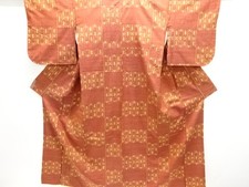 7557280: JAPANESE KIMONO / ANTIQUE KIMONO / SILK / TSUMUGI / WOVEN ARROW FEATHER