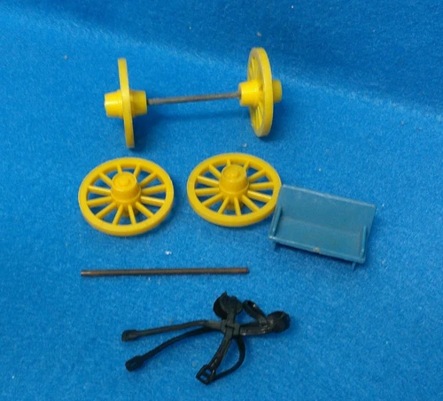 Marx playset 1950's wheels, axils, seat harness + more to 60mm buckboard-wagon