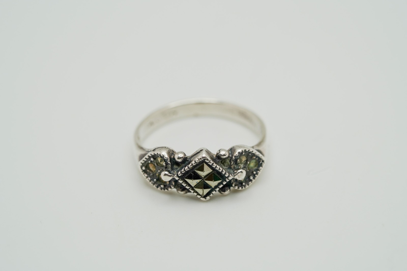 Missing Sterling Silver Marcasite Ring Missing St… - image 2