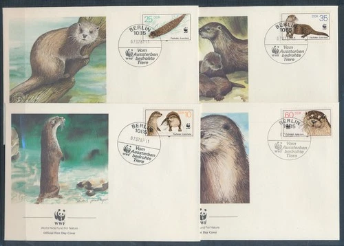 XE60144 Germany 1987 DDR otter animals wildlife FDC's used