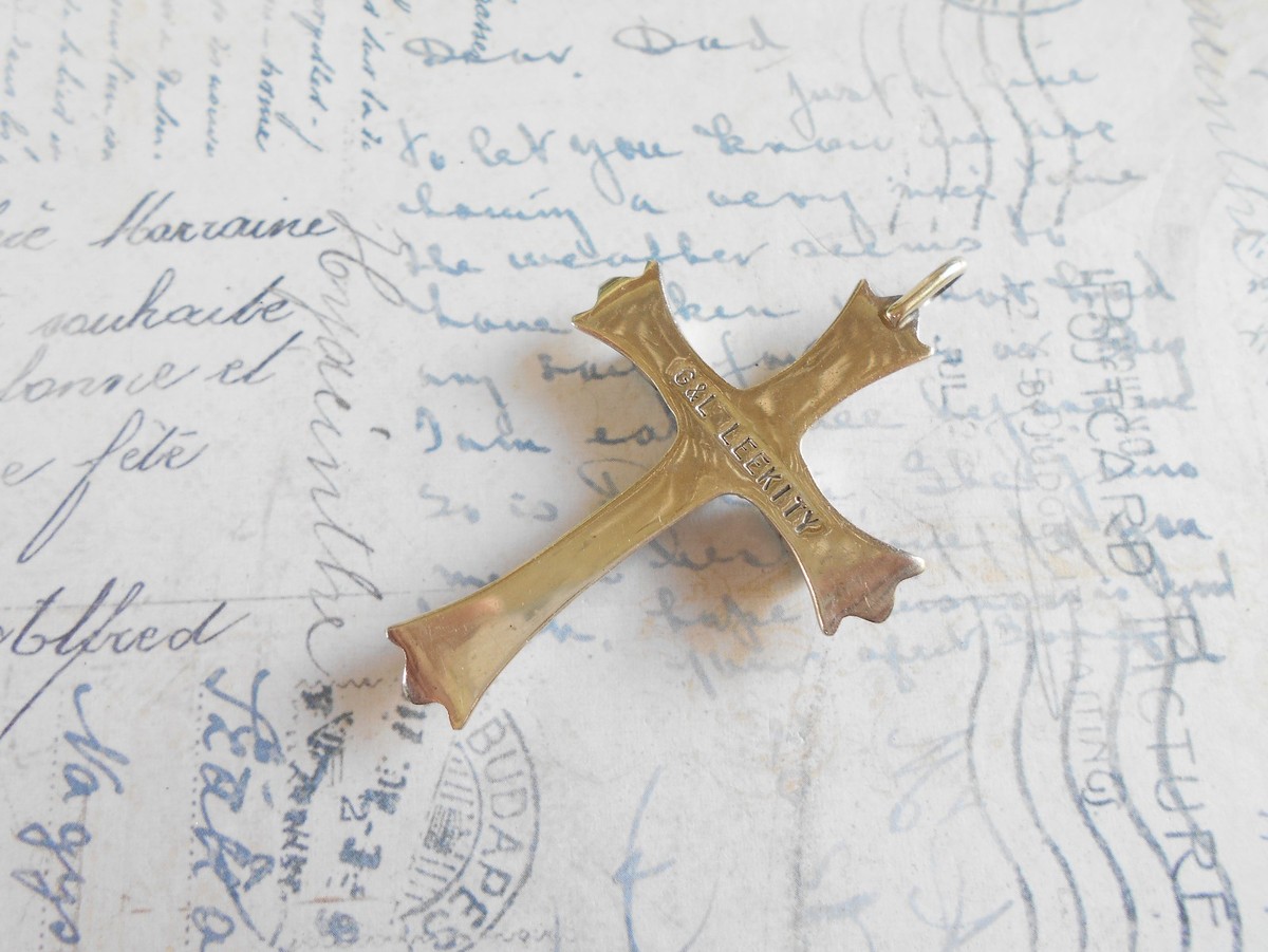 Vintage G&L Leekity Zuni Sterling Silver Turquoise Cross Pendant    9132B View 5