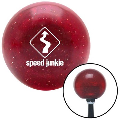 White Speed Junkie Red Metal Flake Shift Knob w/ M16x1.5 Insert Shifter Auto