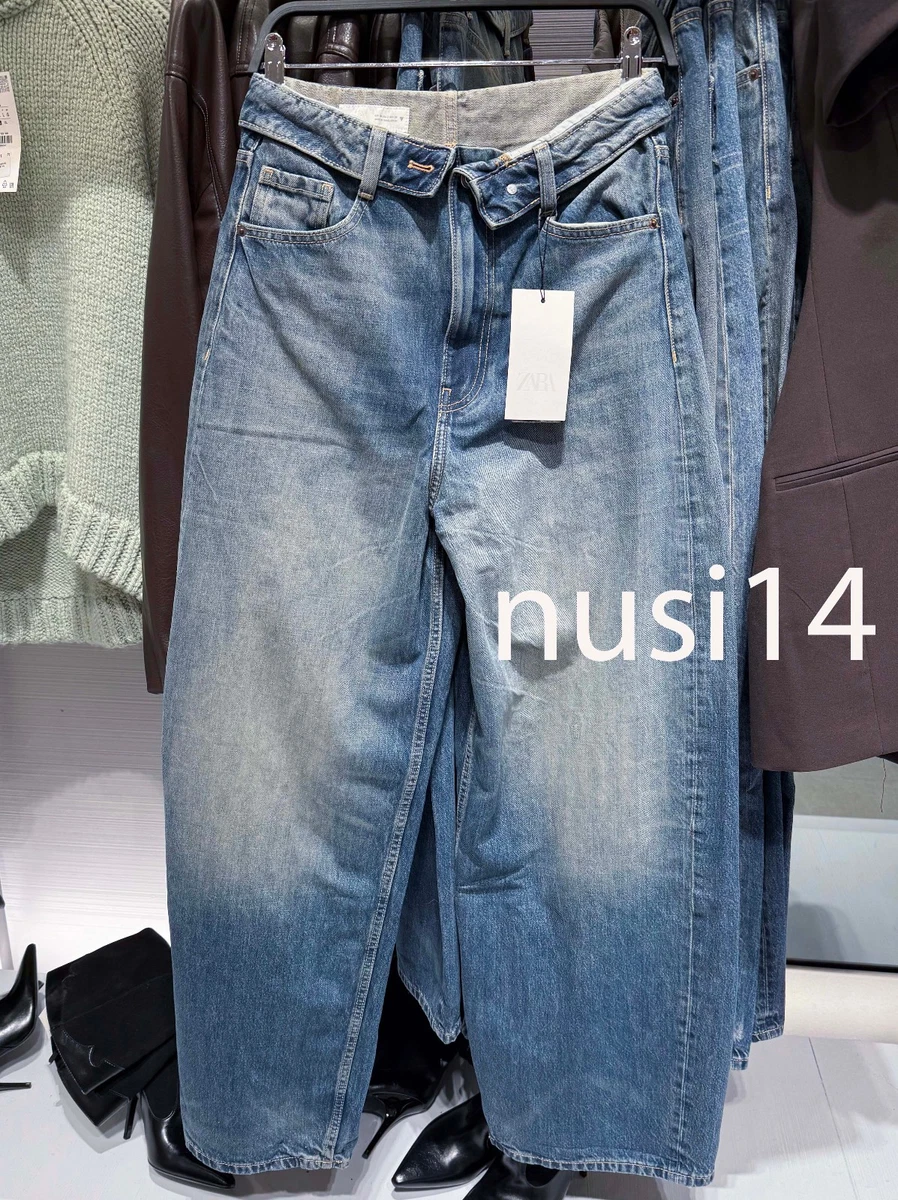 Zara TRF ネイビー 半袖 カットソー &amp;フィギュア TRF OVERSIZE MID-RISE JEANS - Navy blue | ZARA United States