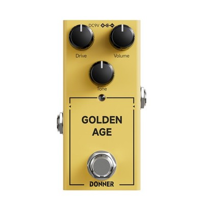 Donner Golden Age Overdrive Effects Pedal Legendary 80's Drive True Bypass DC 9V