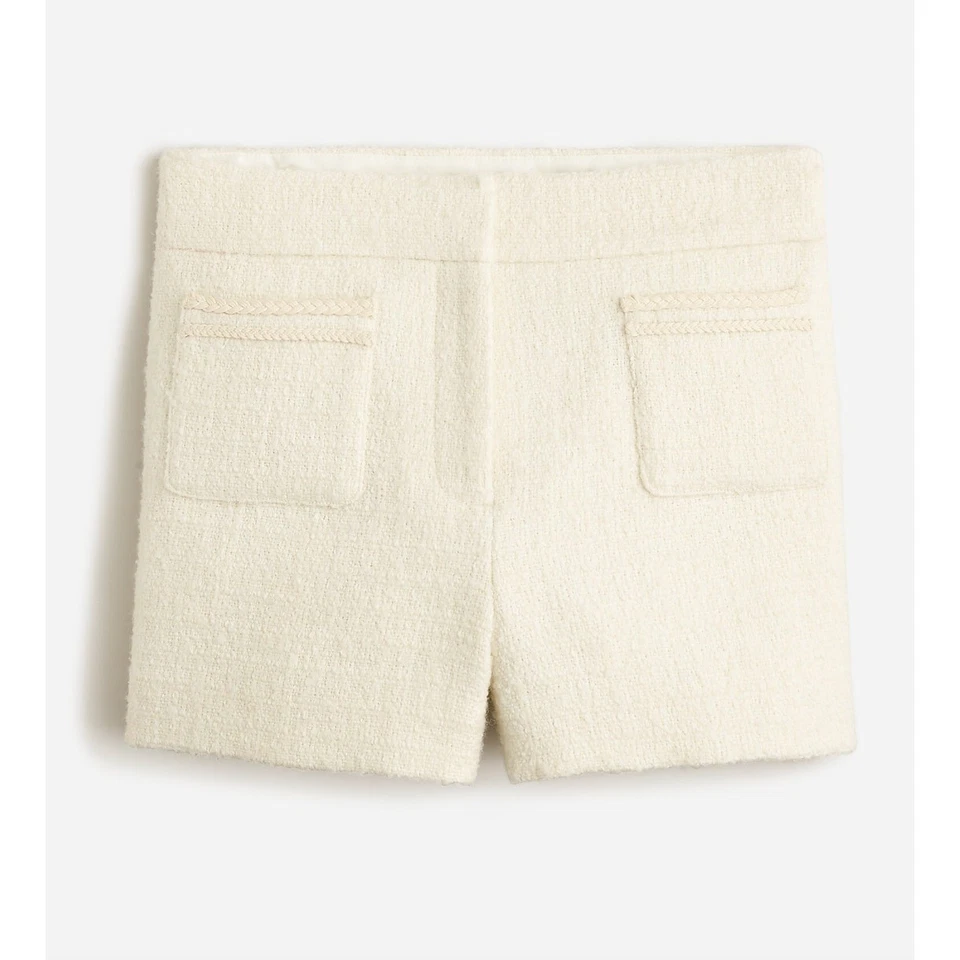 Traje de Bolsillo Parche Edición Limitada J.Crew Corto Tweed Preppy Lana Marfil EE. UU. 14 NUEVO CON ETIQUETAS Foto 2 de 4