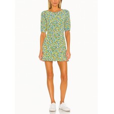 Faithfull Jeanette Mini Dress Women’s Medium Floral Rayon Puff Sleeve Crepe