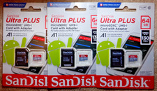 Lot of 3 SanDisk Ultra Plus MicroSDHC Flash Memory Card SDSQUB3-064G-APCIA
