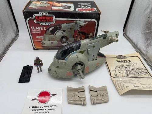 1981 Slave-1 Complete w/ ESB Box Vintage Star Wars Kenner Vehicle + Boba Fett