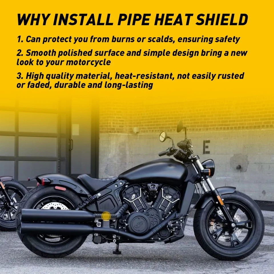 Tubo silenciador de escape universal protector térmico cubierta talón protector negro para motocicleta Foto 4 de 4