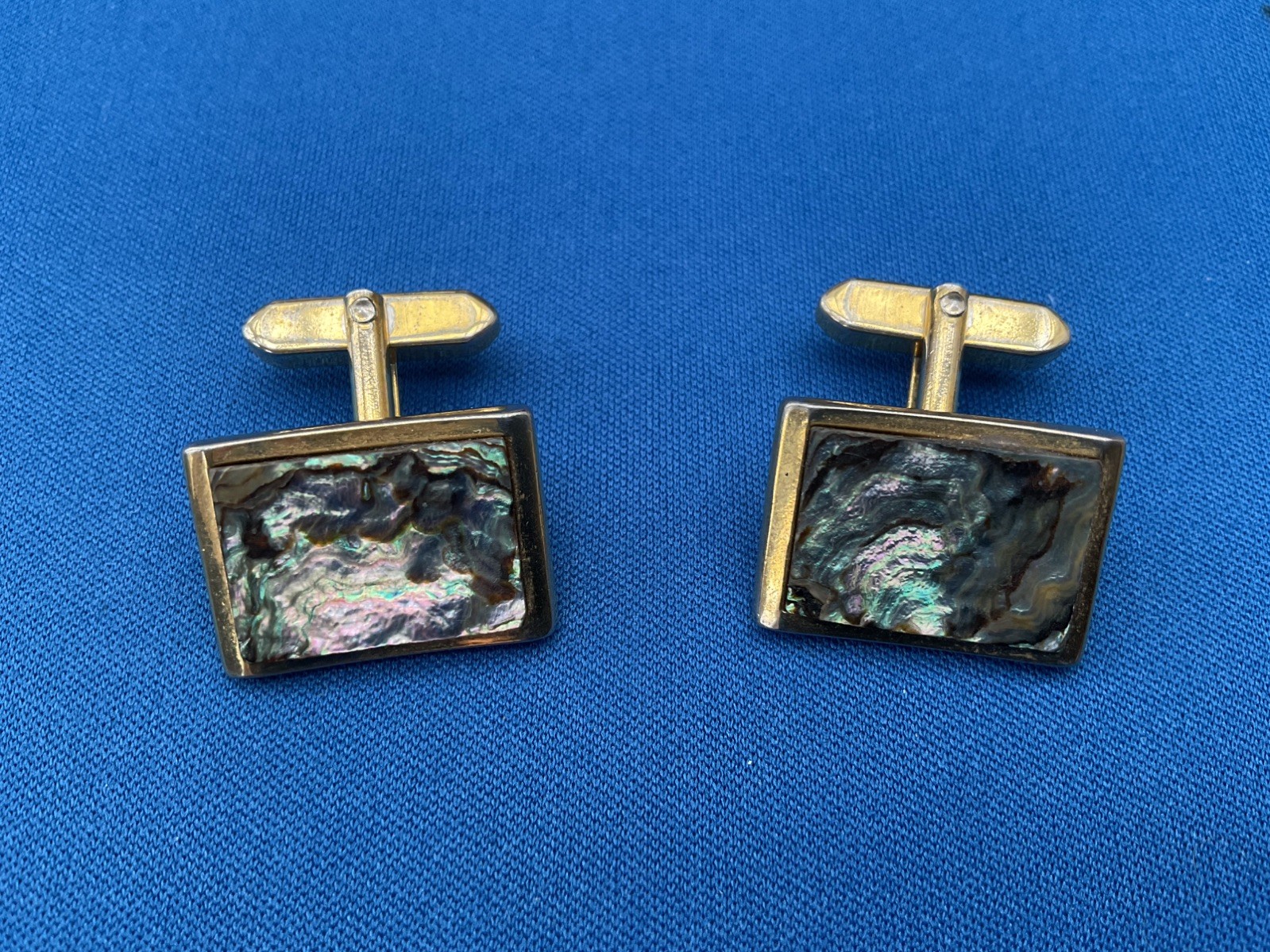 Vintage Abalone Paua Shell Rectangular Cufflinks … - image 2