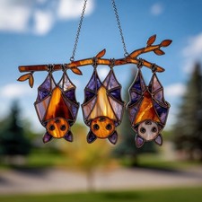 Hanging Bats Suncatcher Style Acrylic Window Decor, Suncatcher For Home
