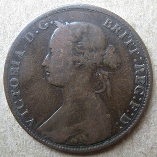 GREAT BRITAIN 1866 QUEEN VICTORIA BRONZE HALF PENNY COIN (KM# 748.2)