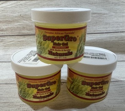 Lot of 3 African Formula SuperGro Hair Gel Extra Hold w/Biotin & Keratin 4oz