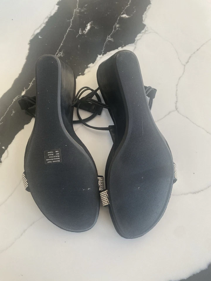 Style & Co Black Wedges with Bead Accents Women's Size 10 - Image 3 of 4