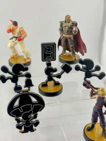 Nintendo Amiibo Lot 4 Smash Bros Cloud Ryu Ganondorf Mr Game & Watch Complete