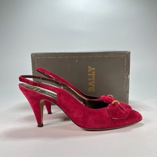 Vintage Bally Switzerland Kimberly Fuchsia Pink Suede Bow Slingback Pumps 8.5M